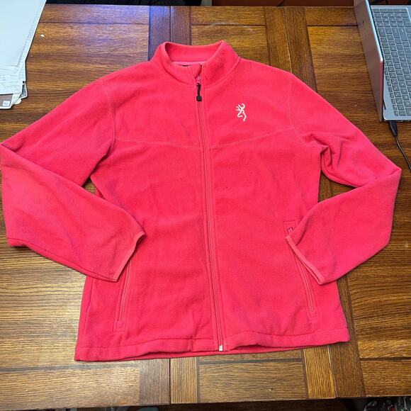 Browning Hot Pink Fleece Full Zip Jacket Buckmark Logo Size XL - Picture 10 of 11